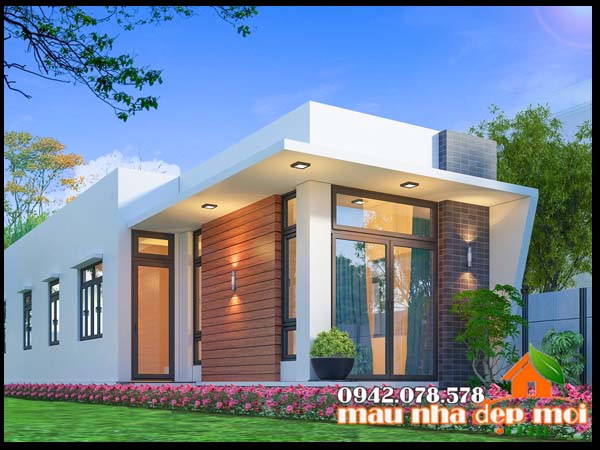 mẫu nhà cấp 4 đẹp 5x20 mái tôn