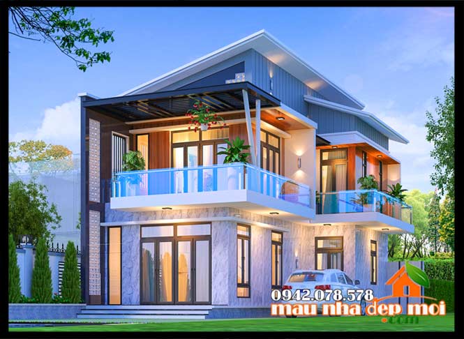 biet-thu-2-tang-dep-mai-lech-hien-dai
