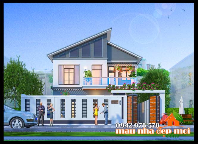 Nhà phố 2 tầng mái lệch 100m2