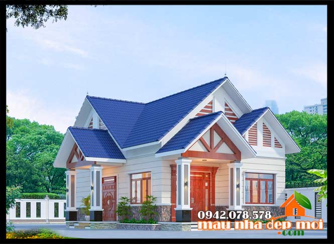 nhà cấp 4 mái thái 8m mặt tiền với 3 phòng ngủ